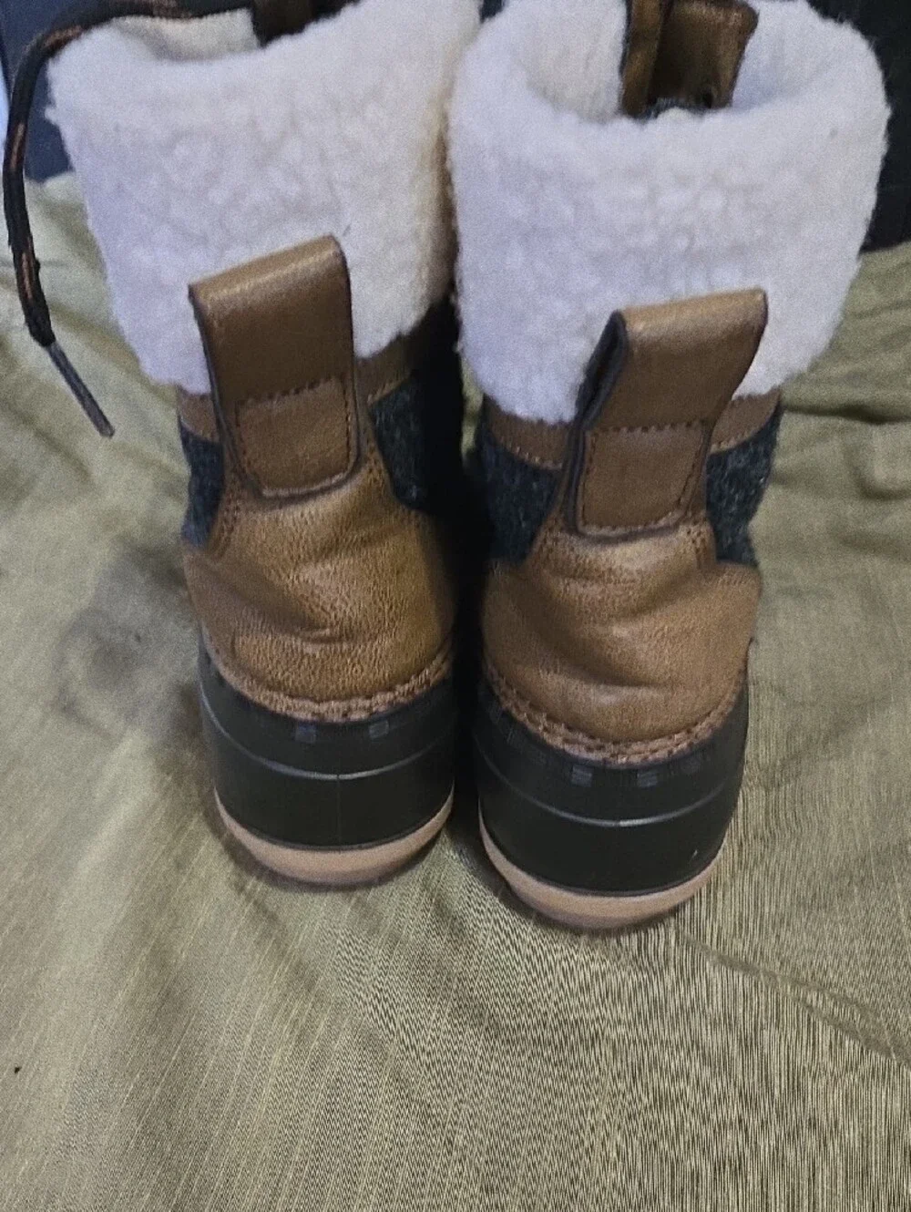 Maurices Black and Brown Sherpa-Lined Lace-Up Duck Boots